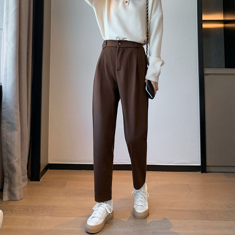 Radish straight pants pants high waist suit pants for women