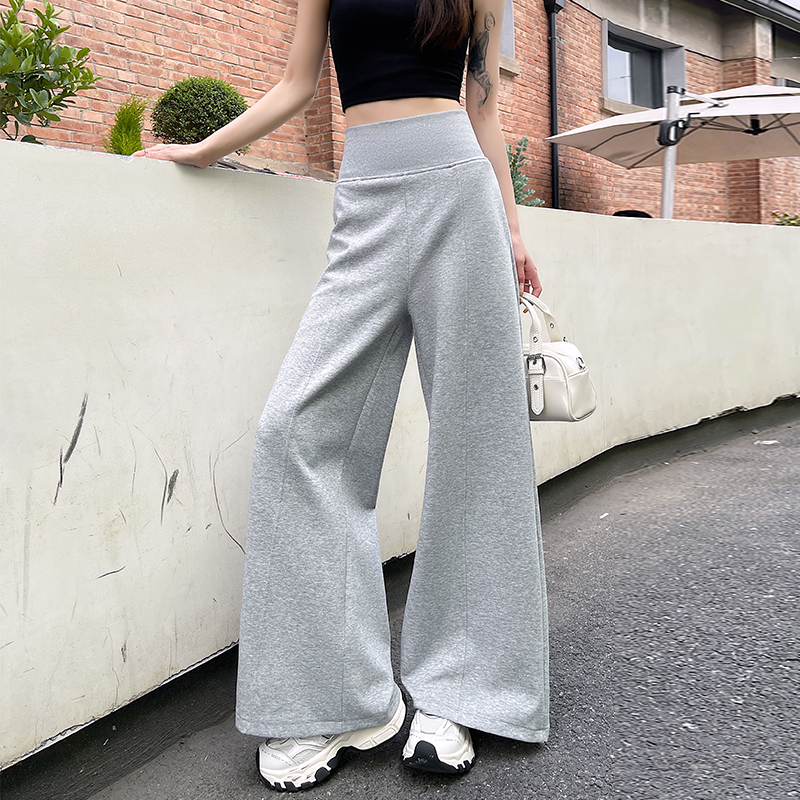 Autumn gray wide leg pants lazy sweatpants for women