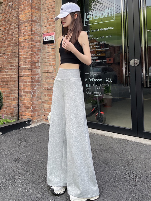 Autumn gray wide leg pants lazy sweatpants for women