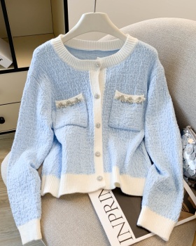 Spring and autumn cardigan diamond tops for women