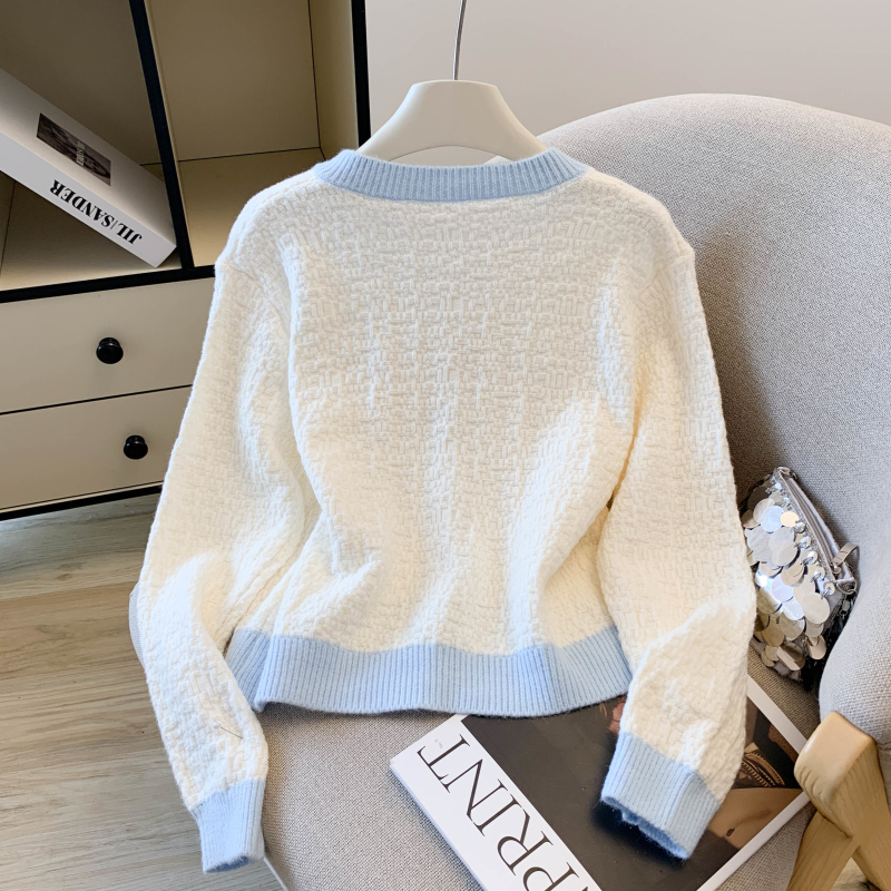Spring and autumn cardigan diamond tops for women