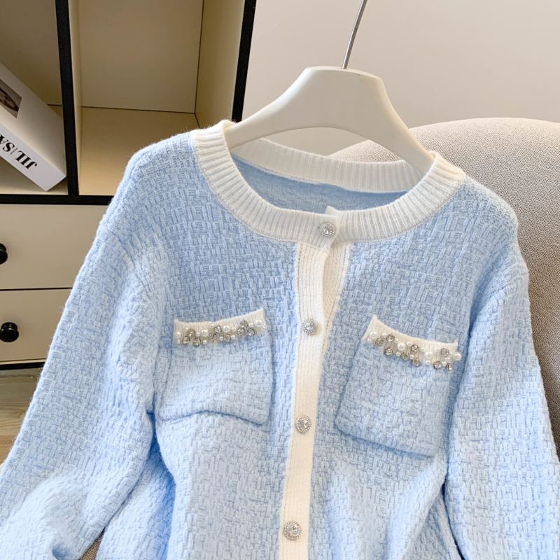 Spring and autumn cardigan diamond tops for women