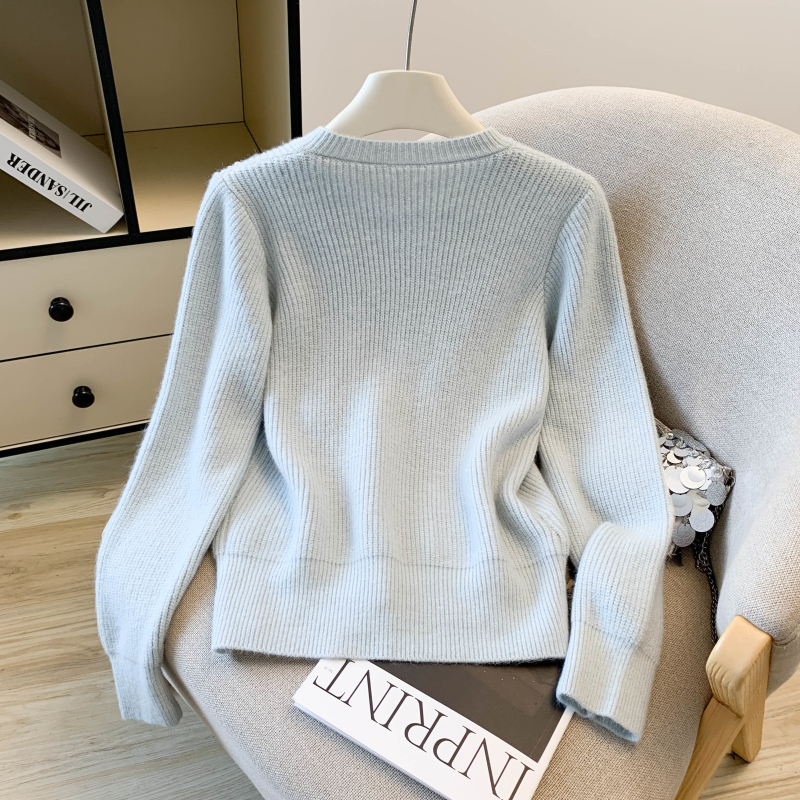 Bow autumn and winter tops flowers cashmere cardigan