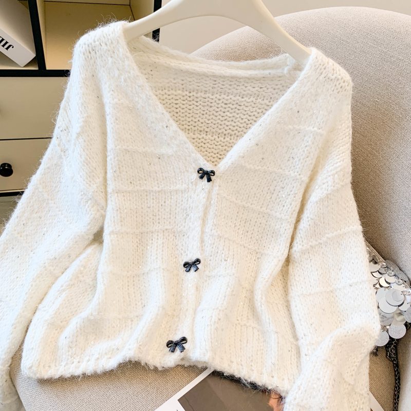 Korean style autumn sweater V-neck loose coat for women