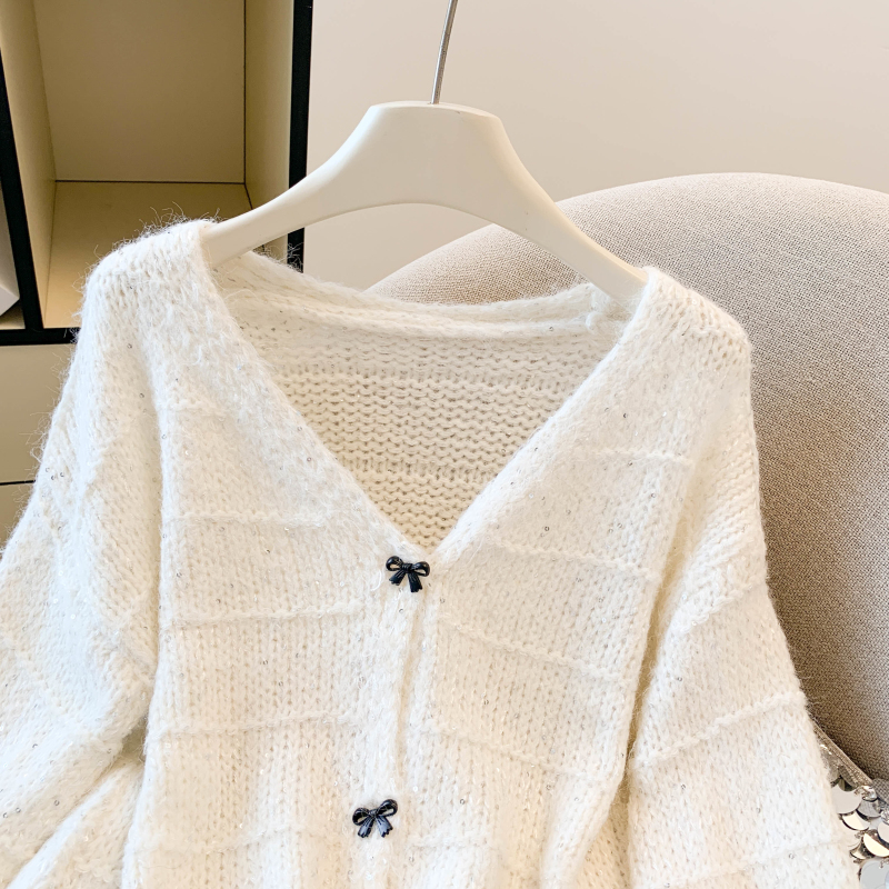 Korean style autumn sweater V-neck loose coat for women