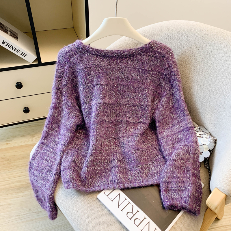 Korean style autumn sweater V-neck loose coat for women