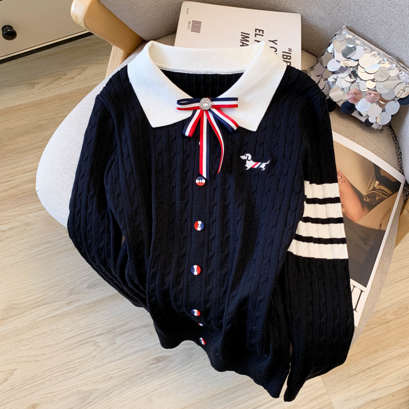 Puppy light luxury shirts long sleeve lapel tops for women
