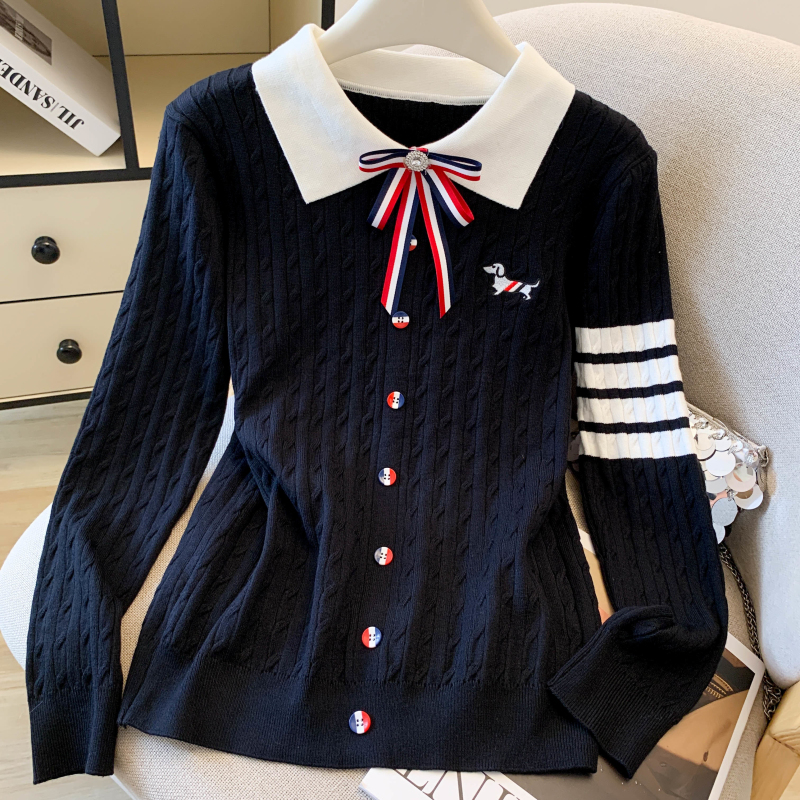 Puppy light luxury shirts long sleeve lapel tops for women