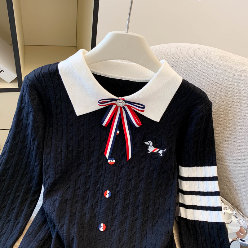 Puppy light luxury shirts long sleeve lapel tops for women