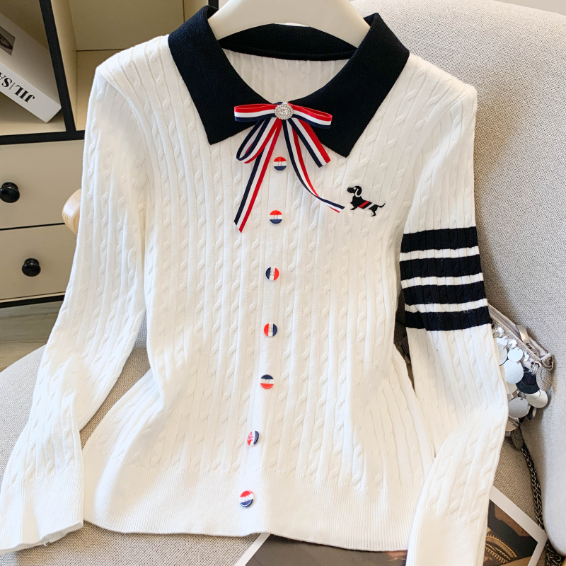 Puppy light luxury shirts long sleeve lapel tops for women