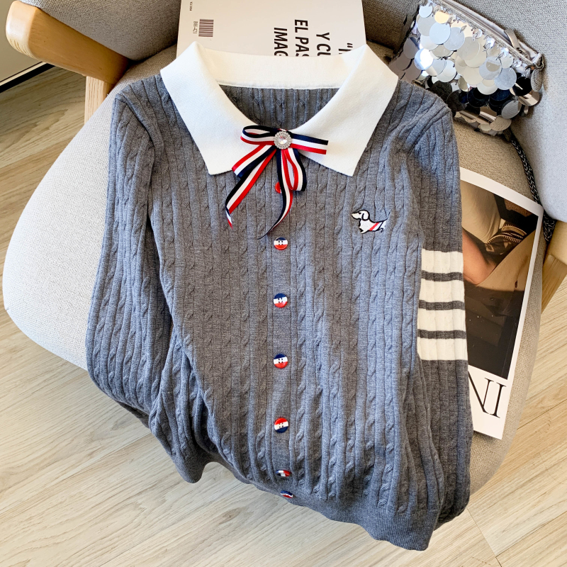 Puppy light luxury shirts long sleeve lapel tops for women
