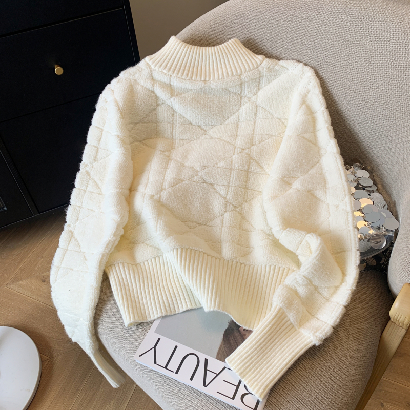 Autumn and winter loose coat white cardigan for women