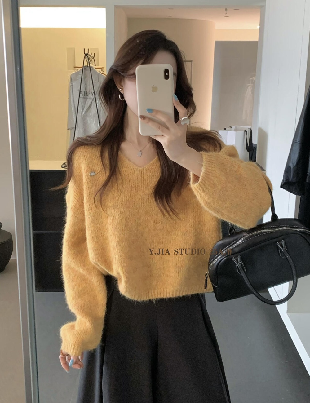 Korean style lazy V-neck Casual simple sweater for women