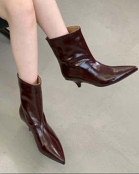 Temperament European style boots winter low short boots