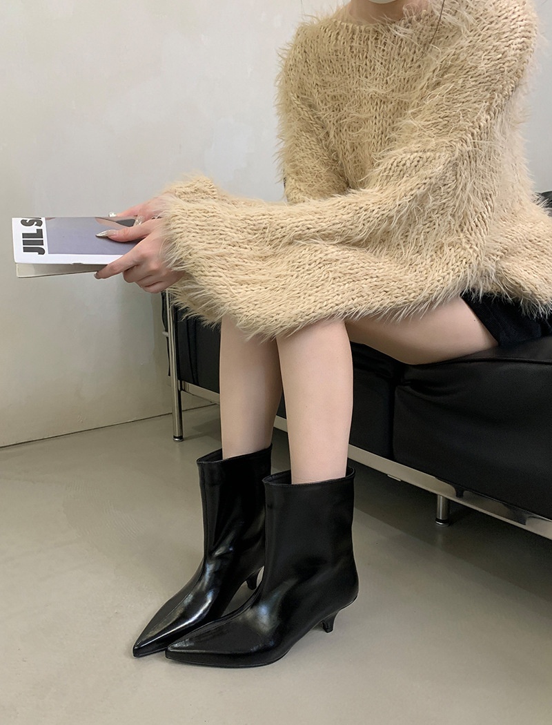 Temperament European style boots winter low short boots
