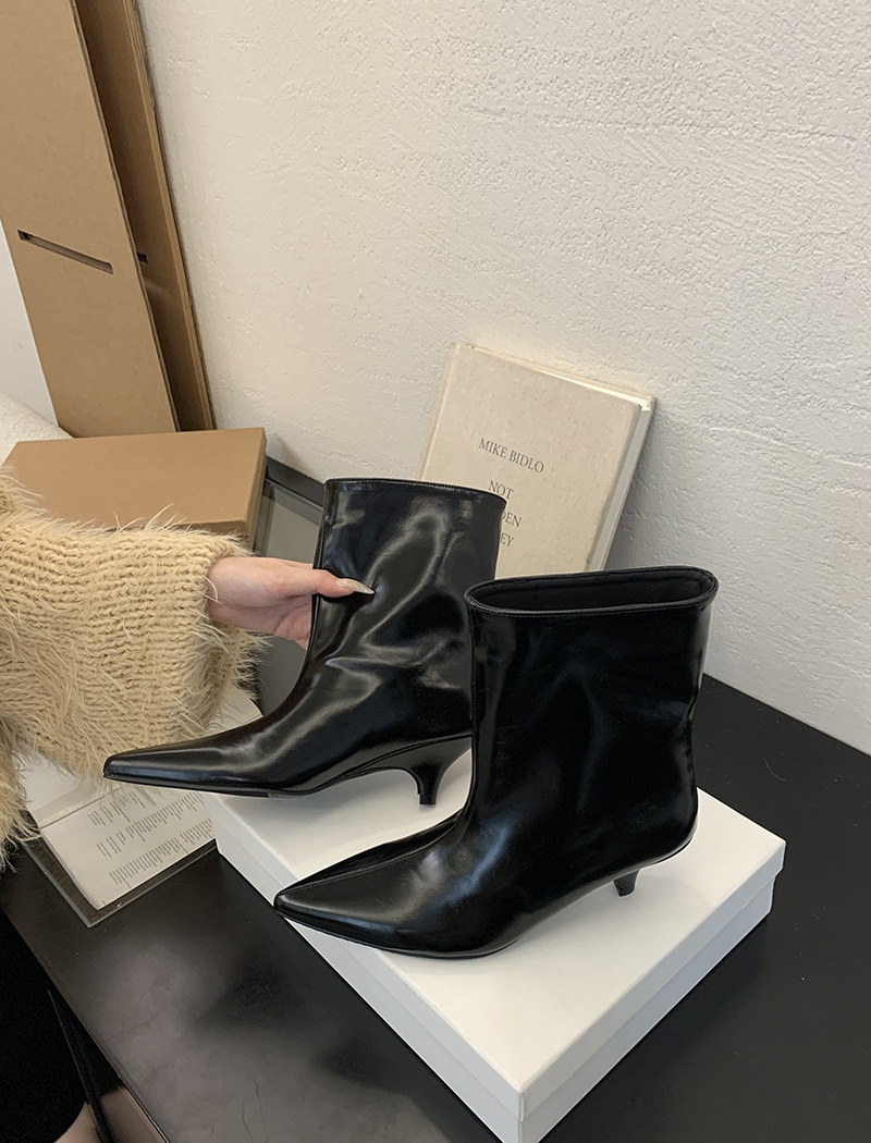 Temperament European style boots winter low short boots