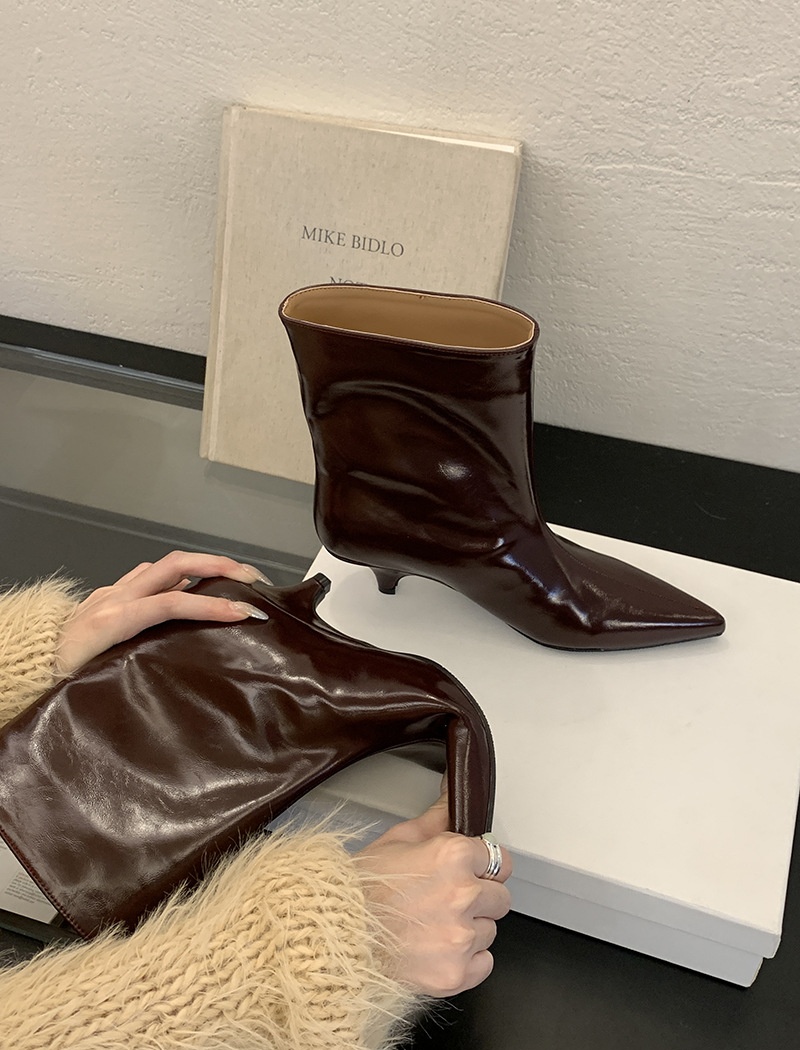 Temperament European style boots winter low short boots