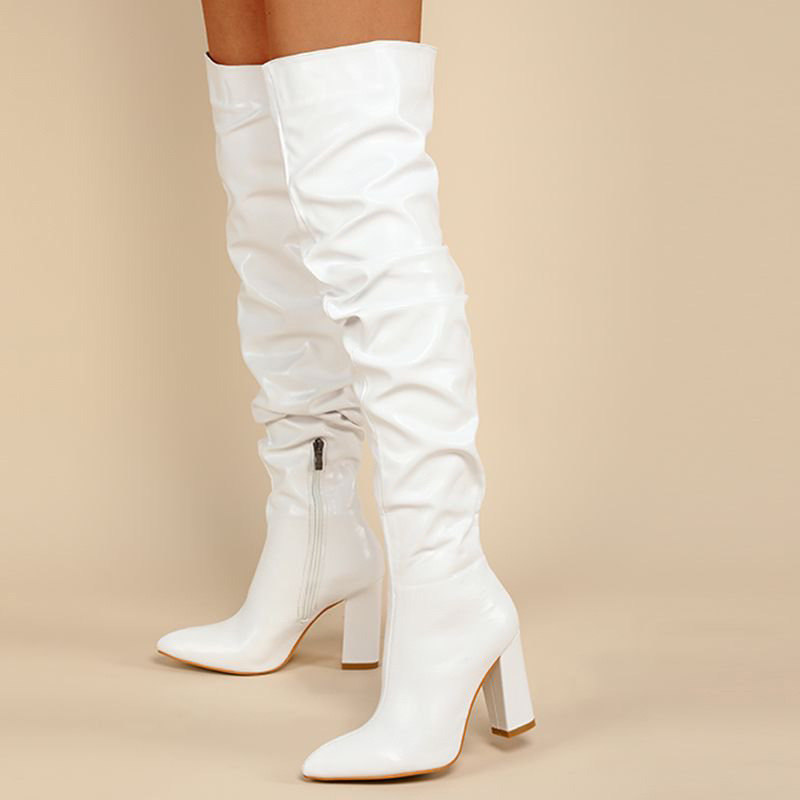 Fold women's boots long tube thigh boots