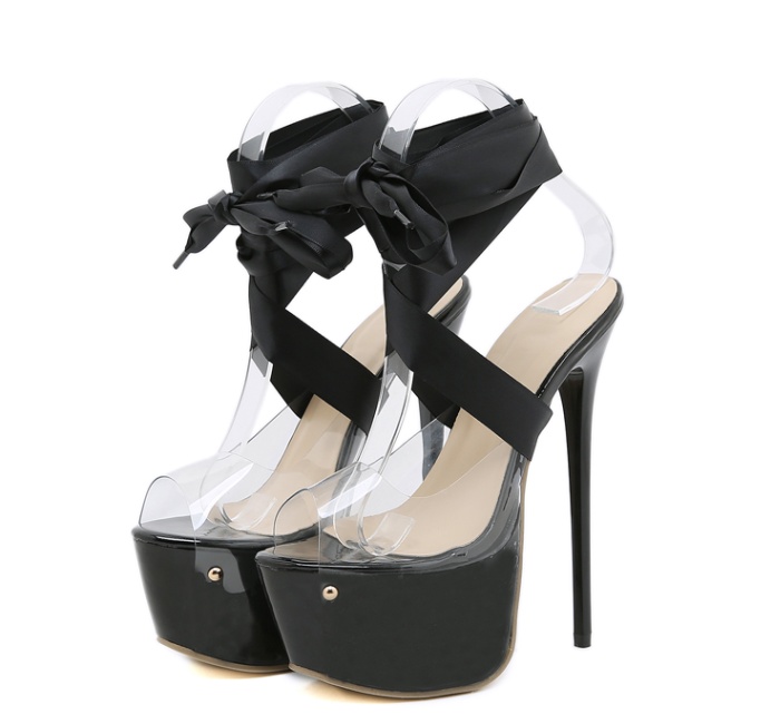Nightclub fish mouth high-heeled shoes bandage platform for women