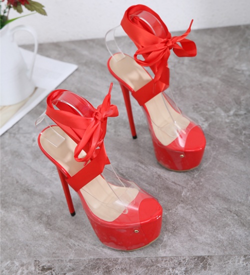 Nightclub fish mouth high-heeled shoes bandage platform for women