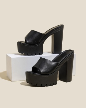 Fish mouth high-heeled slippers European style platform