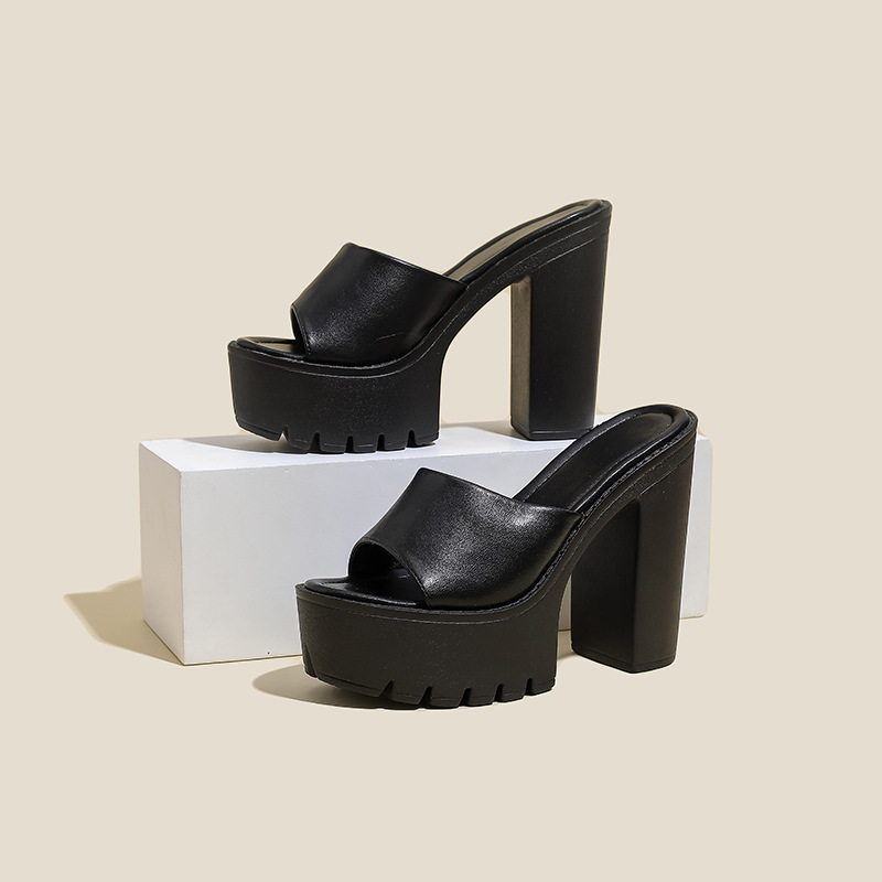 Fish mouth high-heeled slippers European style platform