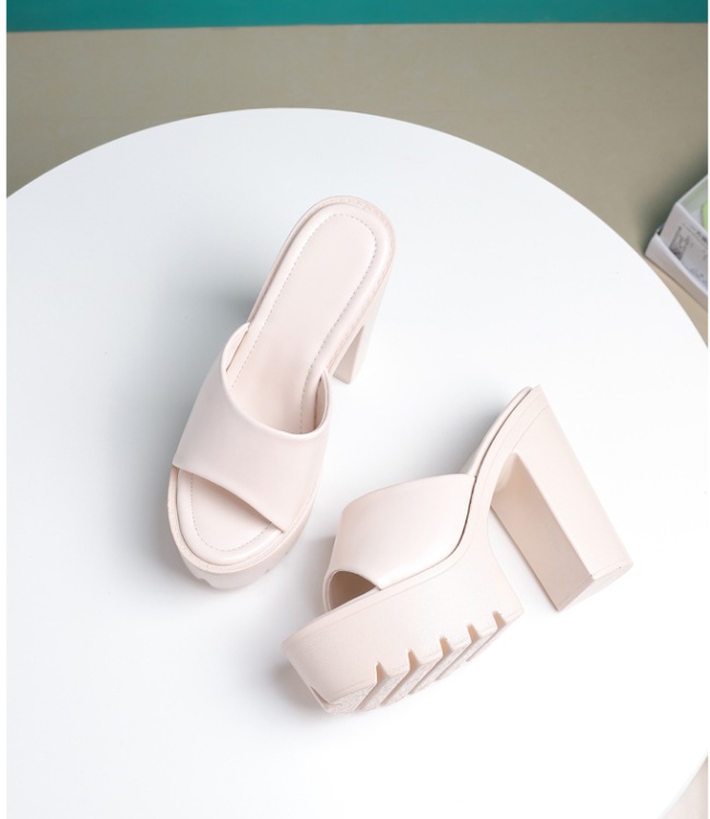 Fish mouth high-heeled slippers European style platform
