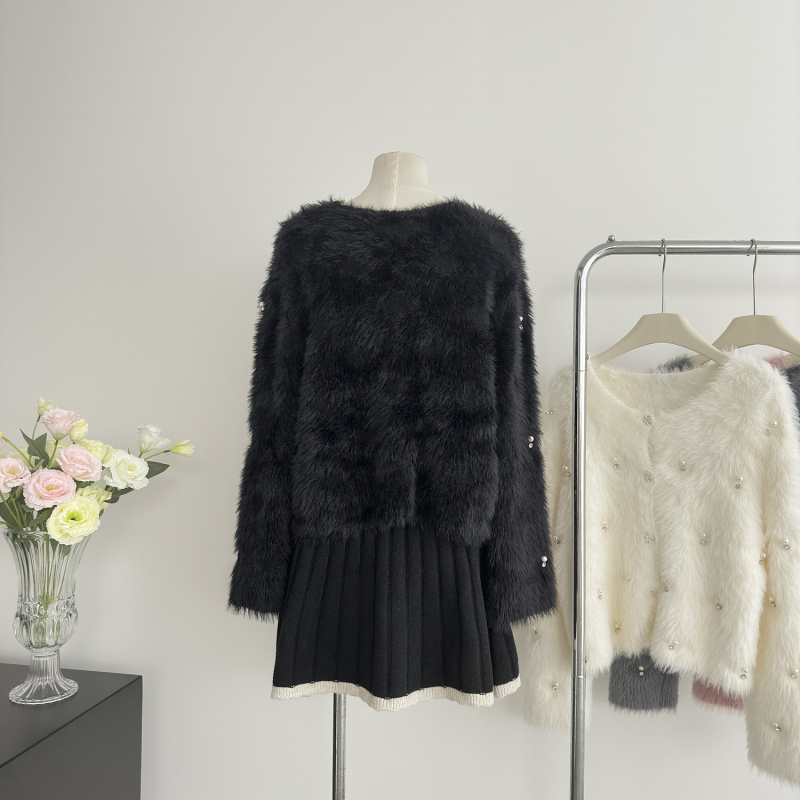 Mink velvet beading tops Western style coat for women