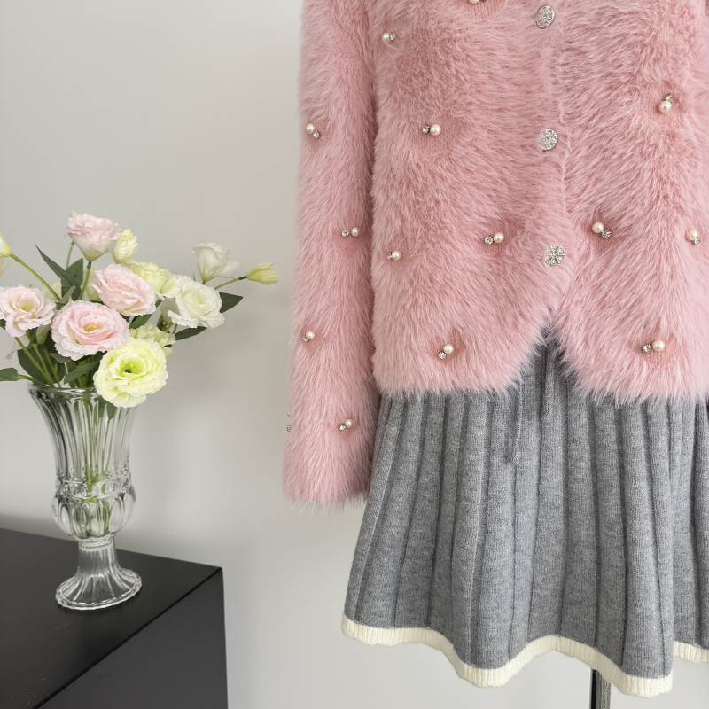 Mink velvet beading tops Western style coat for women
