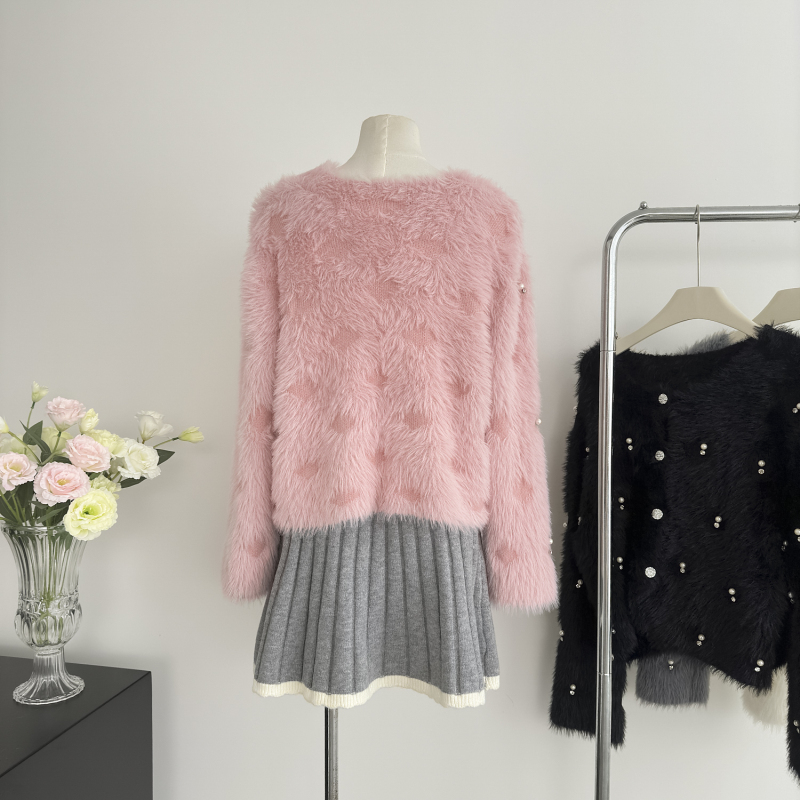 Mink velvet beading tops Western style coat for women