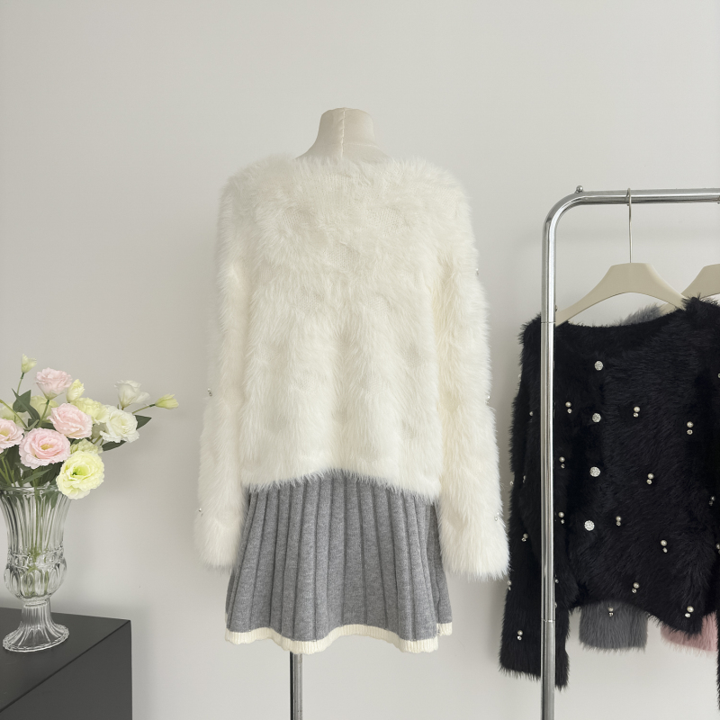 Mink velvet beading tops Western style coat for women