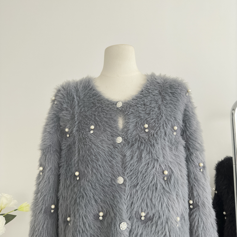 Mink velvet beading tops Western style coat for women