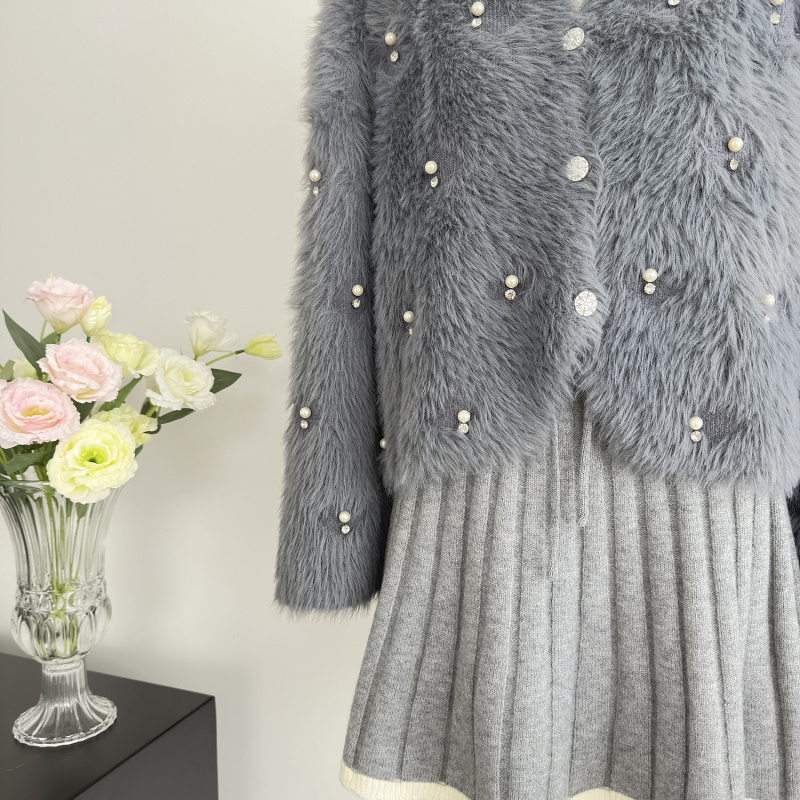 Mink velvet beading tops Western style coat for women