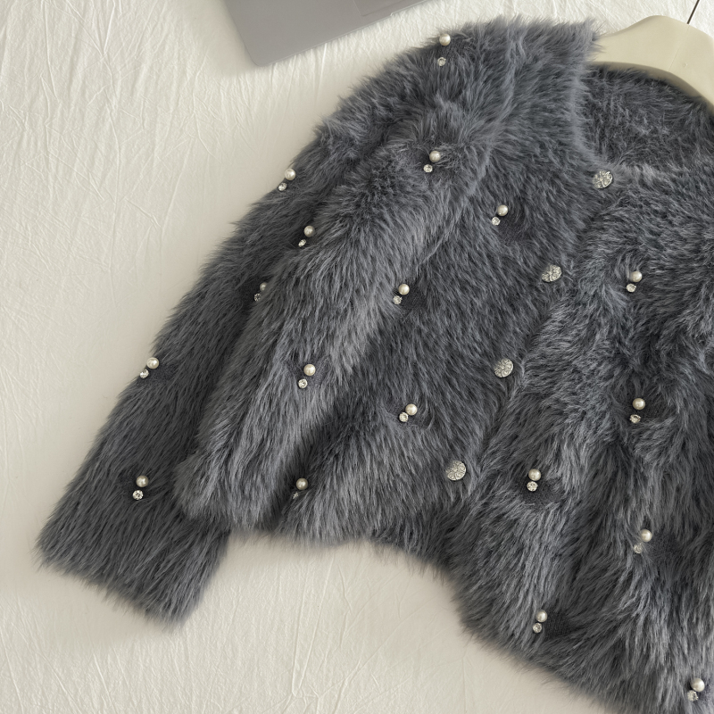 Mink velvet beading tops Western style coat for women