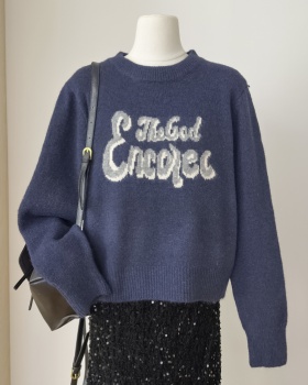 Lazy Casual wool pullover letters sweater
