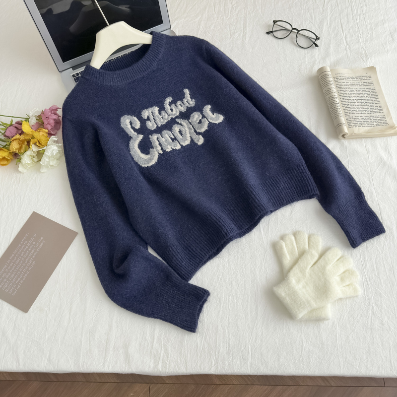 Lazy Casual wool pullover letters sweater