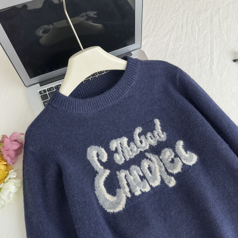 Lazy Casual wool pullover letters sweater