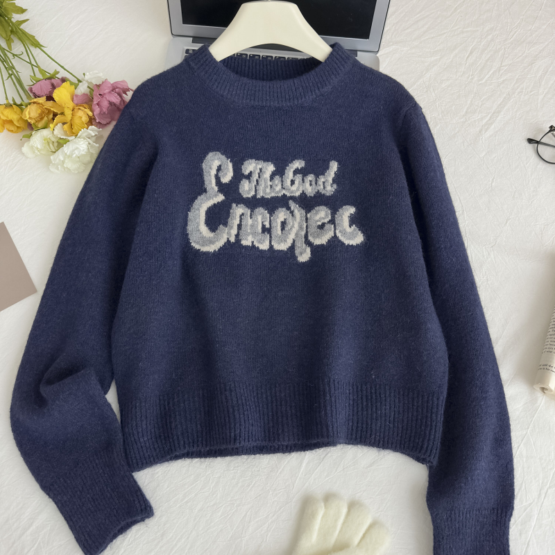 Lazy Casual wool pullover letters sweater