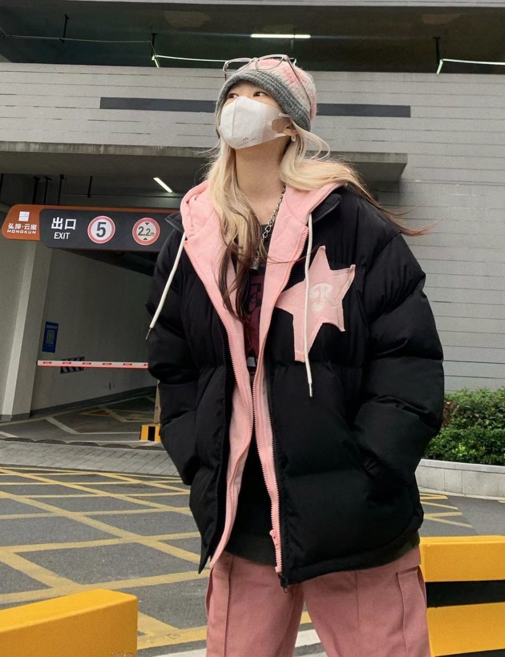 Casual loose bread clothing Pseudo-two cotton coat for women