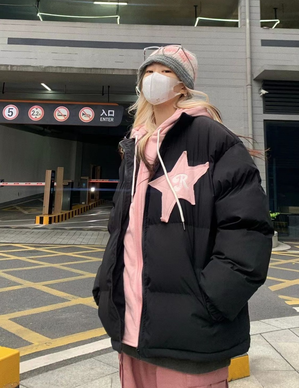 Casual loose bread clothing Pseudo-two cotton coat for women