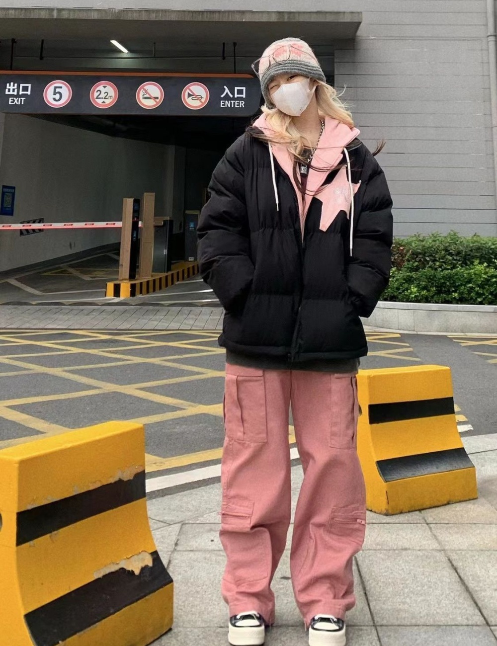 Casual loose bread clothing Pseudo-two cotton coat for women