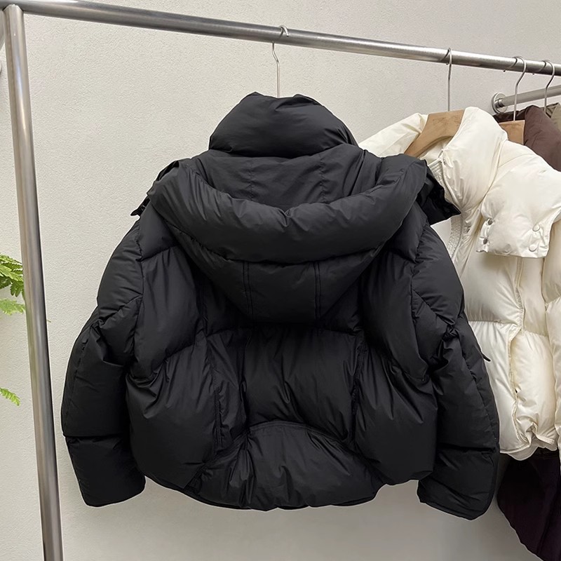 Loose short bread clothing hooded coat for women