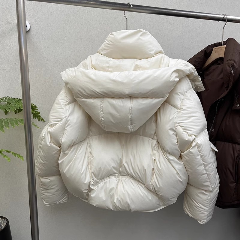 Loose short bread clothing hooded coat for women