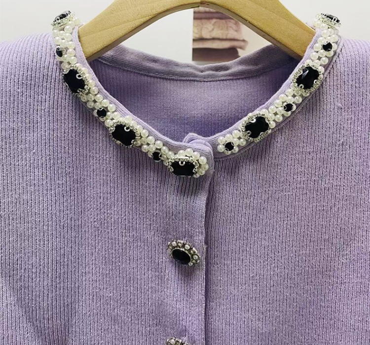 Round neck slim skirt temperament elegant cardigan 2pcs set