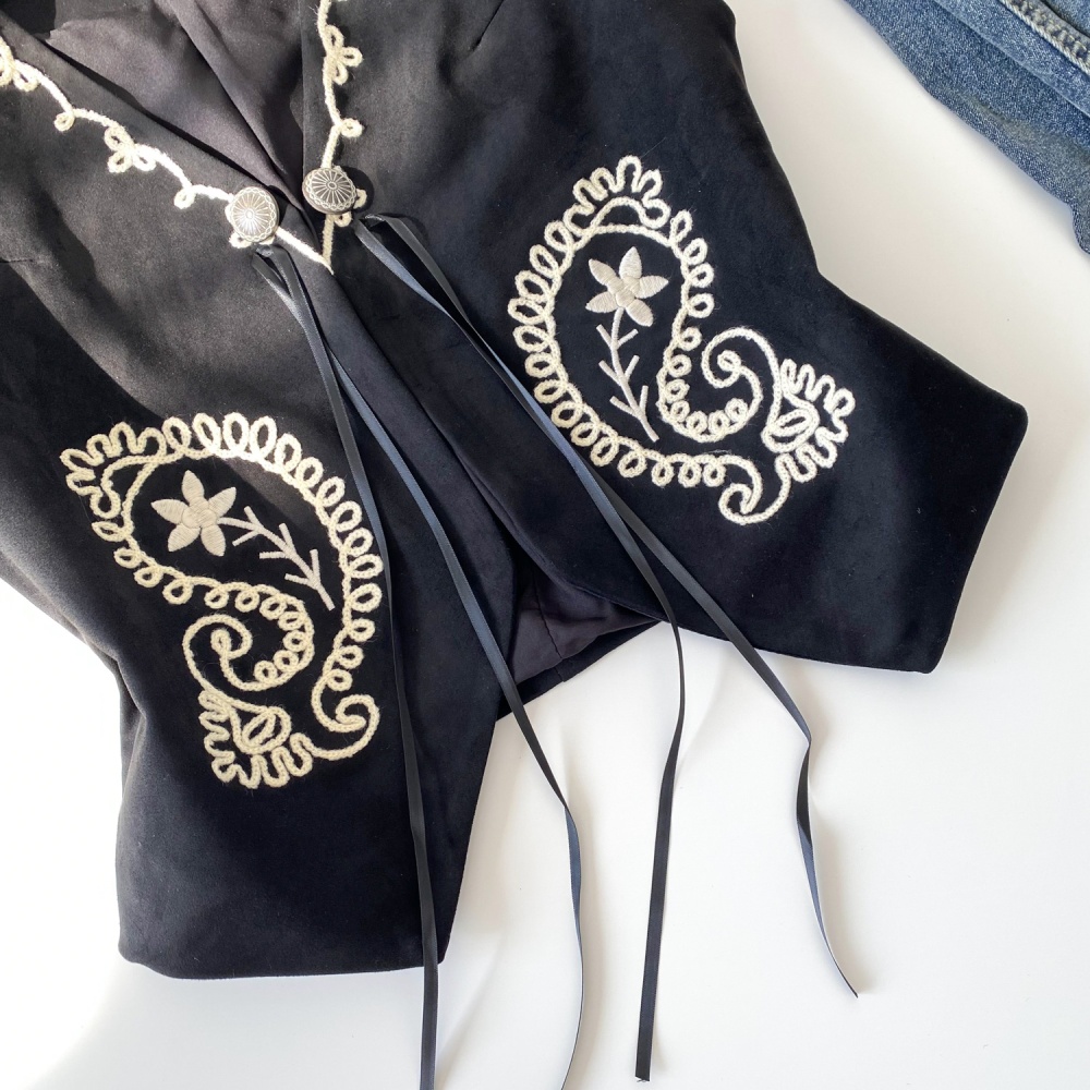 Frenum retro cardigan embroidery waistcoat for women