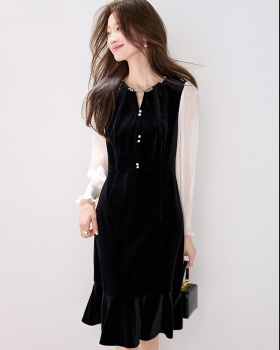 Mermaid Pseudo-two Hepburn style dress for women