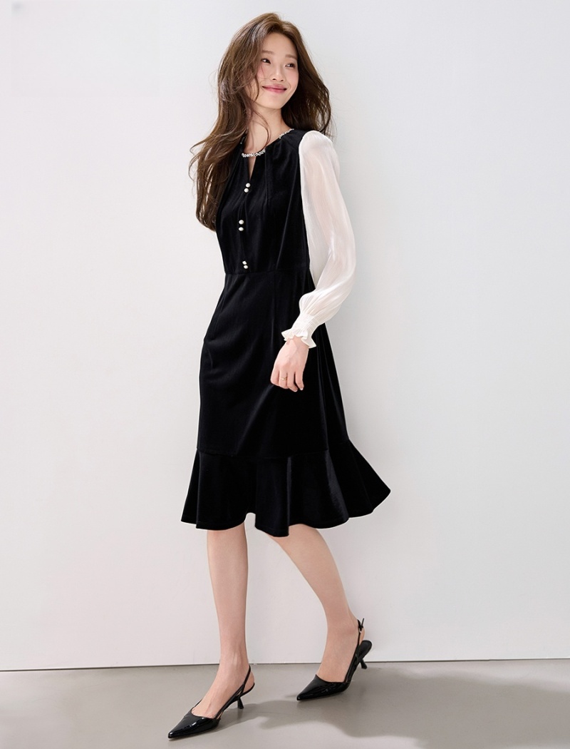 Mermaid Pseudo-two Hepburn style dress for women