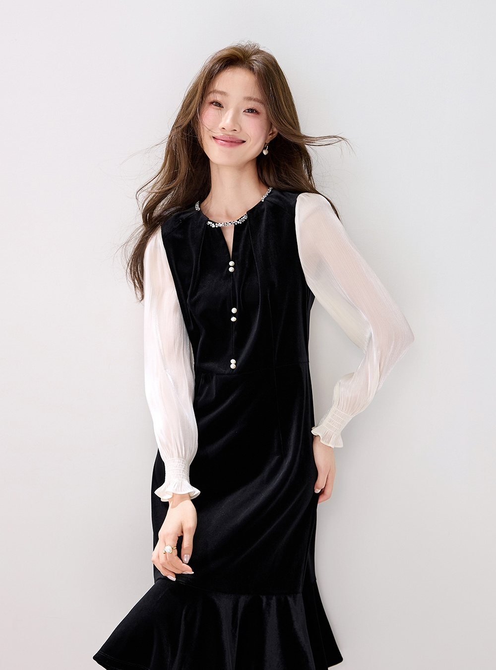 Mermaid Pseudo-two Hepburn style dress for women