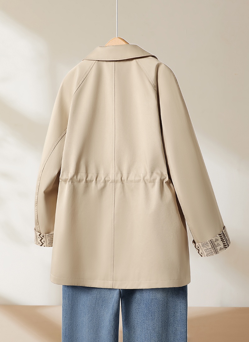 Printing loose autumn short double-breasted cuff windbreaker