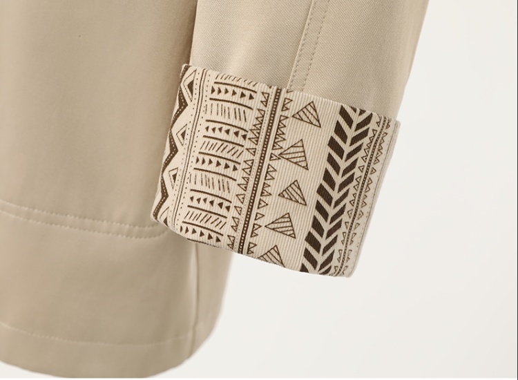 Printing loose autumn short double-breasted cuff windbreaker